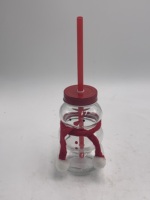 Pot mason en relief en forme d'arbre de noël sur mesure, vente en gros, distributeur de boissons en relief, couvercle paille sur mesure, pot mason en relief