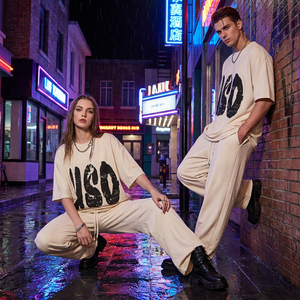 Conjunto de Camiseta Oversize y Pantalones Anchos <span class=keywords><strong>para</strong></span> <span class=keywords><strong>Hombre</strong></span>, Estilo Urbano, Verano 2026, <span class=keywords><strong>con</strong></span> Estampado Gráfico USD, Unisex, 2 Piezas - Product Image 4
