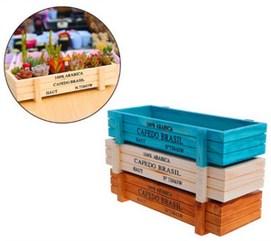 Vaso per Piante Succulente in Legno Vintage, <span class=keywords><strong>Fioriera</strong></span> Rettangolare Antica per Organizzazione da Scrivania - Product Image 5