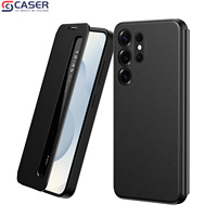 Étui en cuir magnétique anti-chute pour fenêtre latérale avec fonction d'hibernation intelligente et réponse aux appels pour Samsung S26 Ultra Z FOLD7
