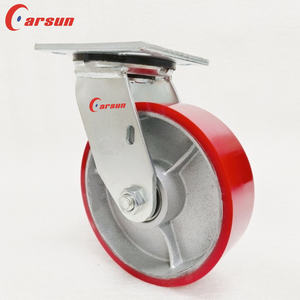 भारी शुल्क 6 "औद्योगिक कास्ट आयरन गैल्वेनाइज्ड बॉल, जिसमें पु ट्रोली कैस्टर व्हील्स होते हैं ब्रेक के साथ - Product Image 4