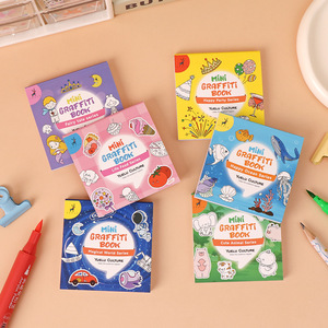 Libro <span class=keywords><strong>da</strong></span> <span class=keywords><strong>colorare</strong></span> in stile cartone animato, pratico e in formato mini, per bambini; Pagine adesive per disegno e apprendimento precoce; Acquerello - Product Image 4