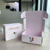 Boîtes d'expédition en carton ondulé personnalisées avec logo, en gros, noires et roses, petites boîtes d'expédition en carton pour cadeaux, vêtements, emballages