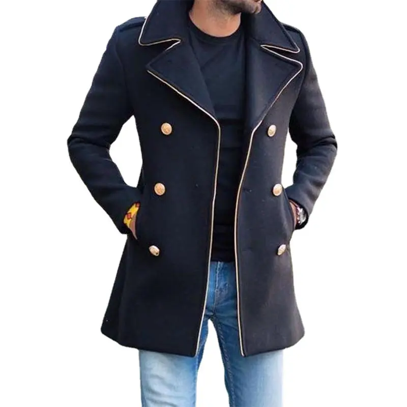 Fashion mens casual suit jacket autumn and winter single button lapel coat long men's coat OVERCOAT for Men