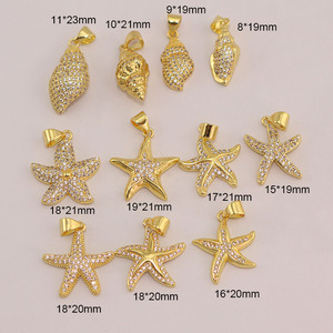 CZ9055 Ciondolo a forma di stella marina, conchiglia o conchiglia marina, piccolo e delicato, placcato oro 18k con micro pavé di zirconi, per <span class=keywords><strong>la</strong></span> creazione di gioielli fai da te - Product Image 6