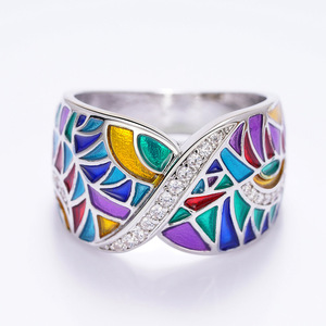 Anello Geometrico Colorato per Donne, Design in Smalto Stile Etnico, Elegante Gioiello alla Moda per Uso Quotidiano e Feste, Idea Regalo - Product Image 5