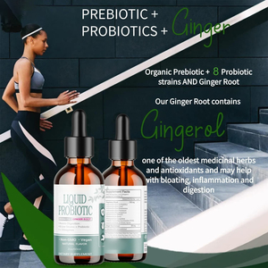 Hot Selling <strong>Vegan</strong> Liquid <strong>Probiotic</strong> Drops With Prebiotic Ginger Root 8 Live Strains 3 Enzymes for Healthy Digestion Gut Comfort - Product Image 3