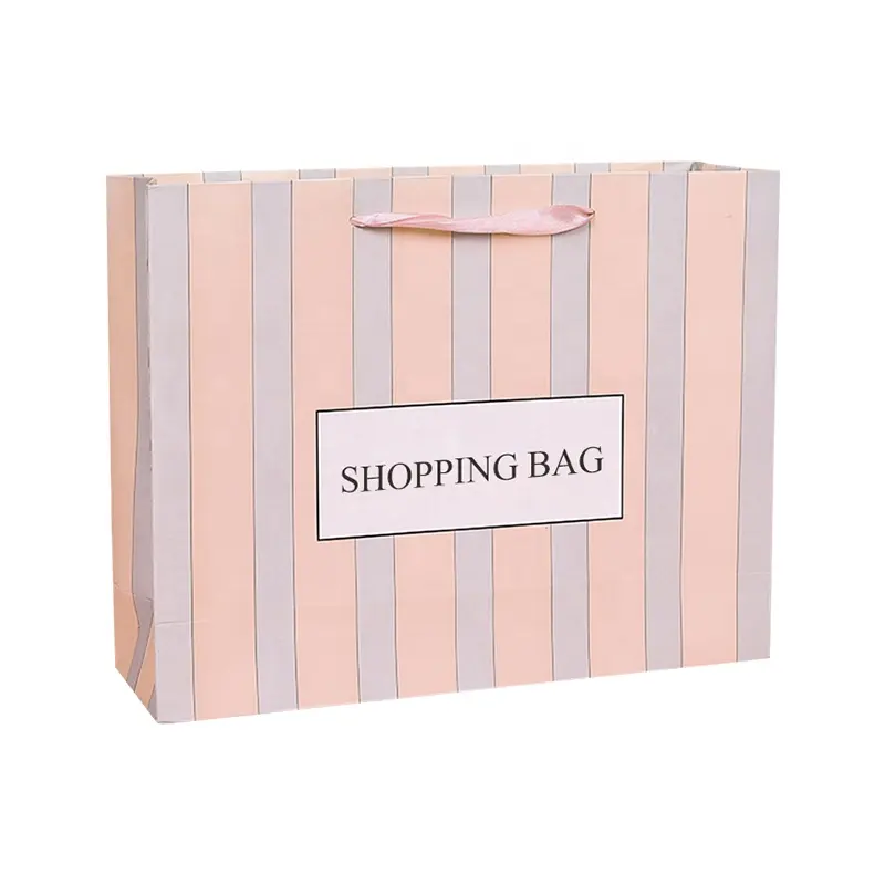 कस्टम मुद्रित व्यक्तिगत गुलाबी मैट टुकड़े टुकड़े में खुदरा शॉपिंग के साथ यूरो ढोना पेपर बैग लोगो