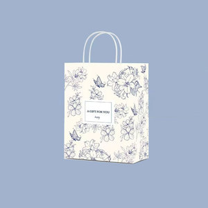 Sac en papier kraft brun écologique recyclé noir et blanc pour emporter des aliments, avec votre propre logo, pour cadeaux et achats - Product Image 1