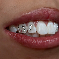 Gemas Dentales al por Mayor, Caja de 20 Piezas, Joyería Dental Brillante, Diamantes de Imitación con Reverso Plano, Cristales para Dientes, para Uso Profesional en Salones