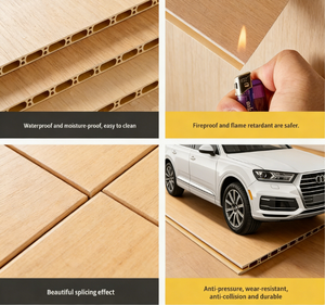 Revêtement mural en fibre de <span class=keywords><strong>bois</strong></span> de bambou, panneau en cristal de carbone sans joint, panneau mural intégré sans peinture pour la décoration intérieure - Product Image 5