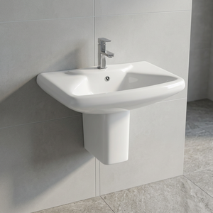 Lavabo rustique carré en céramique sur demi-pied avec options de couleur pour India Home Mall - Product Image 3