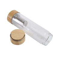 Koffie, thee, fruit 16oz brede mond 2 bamboe deksels borosilicaat glazen sportdrinkflessen glazen theeglas met zeef