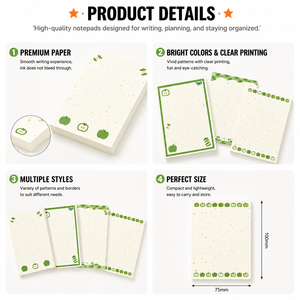 Blocs de Notas con Diseño de Manzanas Coloridas Impresos Personalizados, Notas Adhesivas de Papel Premium, Bloc de Notas Decorativo para Oficina, Escuela y Papelería - Product Image 2