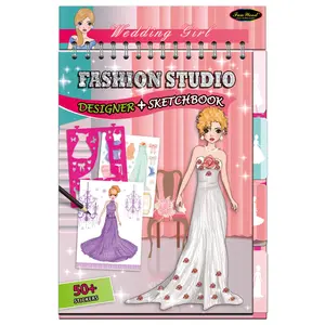 FUNWOOD GQC बच्चों के लिए लड़कियों के फैशन डिजाइन कलरिंग पुस्तक डूडल पुस्तक बंडल, रंग भरने वाली किताबें के साथ 32 पृष्ठों, स्टेंसिल भी शामिल है।
