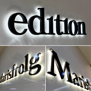 Enseigne LED 3D avec lettres en acrylique rétroéclairées, panneau arrière en acier inoxydable, enseigne à lettres en relief LED - Product Image 4