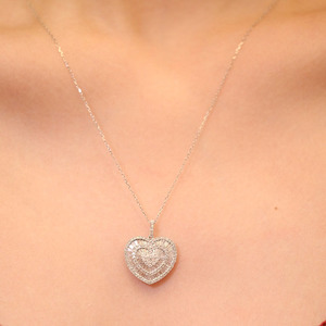 Xinfly สร้อยคอทองคำบริสุทธิ์18K พร้อมจี้เพชรธรรมชาติ1CT รูปหัวใจสีพีชสวยงามทันสมัย - Product Image 4