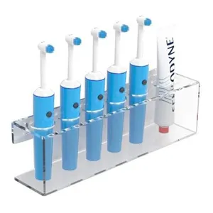 Soporte de cepillo de dientes de acrílico organizador de almacenamiento montado en la pared cepillo de dientes eléctrico para