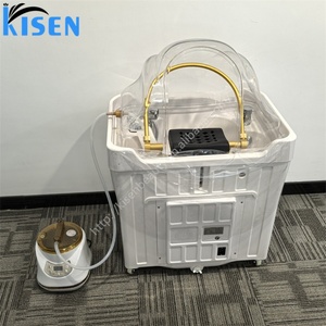 Kisen Brand Heat Hair Washing Unit Water Therapy Head Spa Bed Shampoo Basin Hair Wash Bac with 50+25L Tanks Wheels <b>Handles</b> - Product Image 4