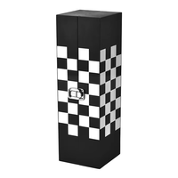 Caisse en bois MDF noir avec jeu d'échecs et plateau pour 1 bouteille pour tire-bouchons et ouvreurs