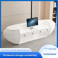 QT-239X Comptoirs de réception et comptoirs commerciaux en MDF peints sur mesure en forme d'extraterrestre (caisse de bar d'hôtel) Modèle YX prêt à l'emploi