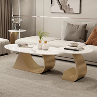 Ensemble de tables basses modernes en pierre de designer, table basse moderne dorée de haute qualité, ensemble de tables basses de luxe pour salon