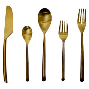 Juego de cubiertos de oro rosa con diseño de cuchillo de cena de acero inoxidable Cuchara a precio mayorista Cubiertos Juego de tenedores de plata Cubiertos - Product Image 1