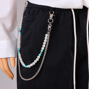Chaîne de taille double couche en perles, imitation perles et perles turquoise, style hip-hop, pour usage quotidien, chaîne de corps tendance - Product Image 4