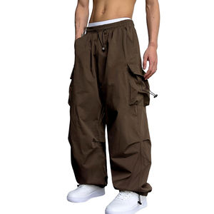 Oversized Cargobroek Voor Heren Met Meerdere Zakken, Elastische Taille Met Trekkoord, Losse Hiphop Streetwear-Broek - Product Image 4