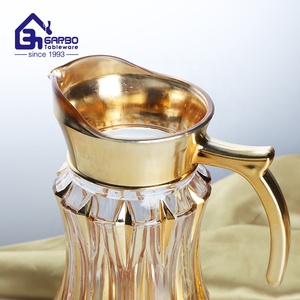 Vàng màu nước thủy tinh bình thiết lập kỳ nghỉ món quà uống Set với 6 ly thủy tinh 7 miếng thủy tinh sang trọng <span class=keywords><strong>Jug</strong></span> và Pitcher Set - Product Image 2