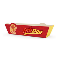 Vente en gros en papier imprimé personnalisé plateaux bateau à bulles boîtes d'emballage hot dog à emporter pour chien de maïs plateau à gaufres hotdog