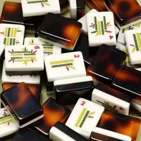 Ubin Mahjong Akrilik Motif Macan Tutul Kristal Mewah 160 Buah Tahan Air Portabel untuk Hiburan Rumah dan Luar Ruangan