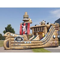 Toboggan aquatique gonflable bateau pirate, toboggan gonflable géant sur le thème des pirates pour événements et locations de fêtes pour enfants