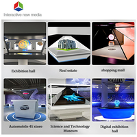360 grados 3D pirámide holograma pantalla escaparate claro 3D holograma pirámide Holobox reloj vidrio publicidad equipo