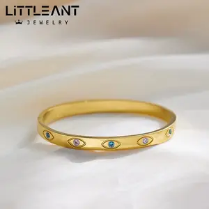 2023 Neue Designs Edelstahl plattiert Gold Zirkon Mode Armbänder Schmuck Damen Manschette Offene Armreifen