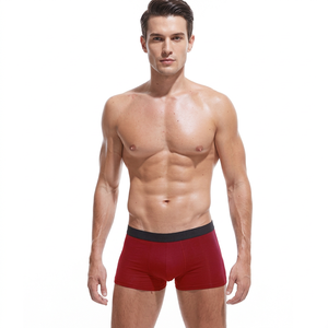Calzoncillos bóxer rojos para hombre, de cintura media, de punto, de spandex/algodón, de color liso, transpirables, cómodos, de secado rápido, para uso diario, suministro al por mayor - Product Image 1