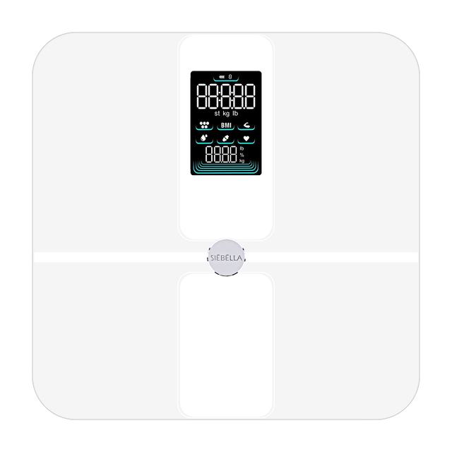 White Color ITO Design Smart Body Fat Scale Digital Bathroom Scale for BMI Heart Rate With Large Display