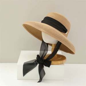 En gros : Chapeau de paille d'été à large bord pour femme et sac de plage en paille tressée en papier de grande capacité - Product Image 6