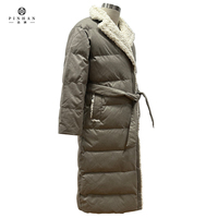 Vêtements d'extérieur longue longueur femmes manteau en duvet décontracté cordon de serrage ceinture réglable dame doudoune belle conception automne hiver