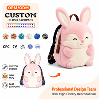 Sac à dos en peluche 3D personnalisé avec logo, taille personnalisée, en tissu doux, pour cadeaux