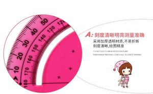 Práctico Transportador Flexible de PVC de 10 cm y 180 Grados, Regla de Geometría para la Vuelta al Cole, Set de Matemáticas, Regalo para Niñas - Product Image 3