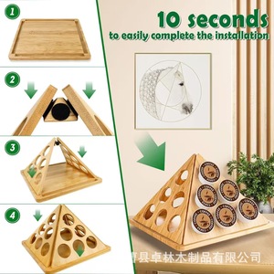 Soporte triangular de madera para cápsulas de café, estante giratorio de almacenamiento de cápsulas de café con múltiples compartimentos, expositor de sobremesa para bolsas de café - Product Image 5