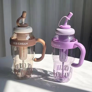 Bouteille d'eau en plastique de 1300 ml avec paille, grande capacité, pour étudiants, idéale pour l'été et les activités de plein air, avec infuseur pour boissons glacées - Product Image 2