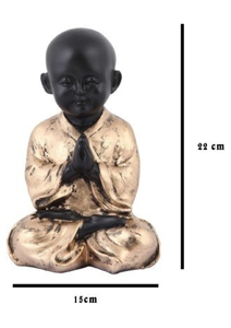 Figurine de moine zen en résine, finition or et noir, style asiatique, décoration spirituelle pour la maison, ornement de table d'intérieur, méditation, salon - Product Image 6