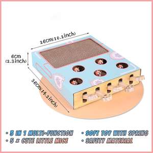 Juego de juguetes educativos interactivos para gatos 3 en 1, tablero de 3 agujeros con doce topos, martillo para interiores, juego de topos, rompecabezas Xiao Mao, juguetes de movimiento para mascotas para - Product Image 6