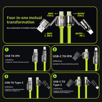 Cable de Carga Rápida Multifunción 4 en 1 USB PD de 65 W con Cubierta de Silicona y PVC, Tipo-C a Tipo-C de 240 W para Teléfono Móvil