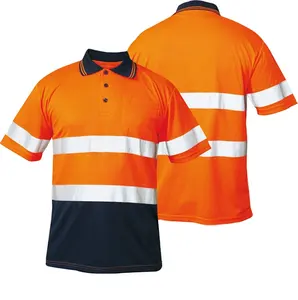 Toptan yüksek kalite yansıtıcı yüksek Vis yansıtıcı güvenlik polo ekipmanları kısa sleevesStitching renk çalışma t-shirt
