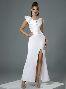 sachin and babi light blue dress Wholesale White Long Dress With Slit Elegant Floral Design