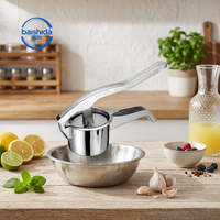 Presse-agrumes manuel en acier inoxydable argenté pour citrons et agrumes, écologique et personnalisable, pour fruits et légumes