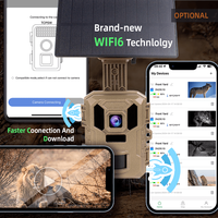 Солнечная мини-камера для охоты с 4K 64MP CMOS-сенсором, ночным видением, Wi-Fi, водонепроницаемая, с бесплатным приложением для просмотра в реальном времени и аккумулятором 5000 мАч